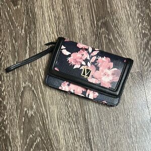 Victoria secret Floral Black and Pink Women's tech Wallet EUC